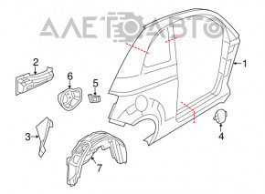 Rear right mudguard Fiat 500 12-19