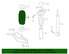 Rear left spring for VW Tiguan 2018 FWD (green, purple, blue)