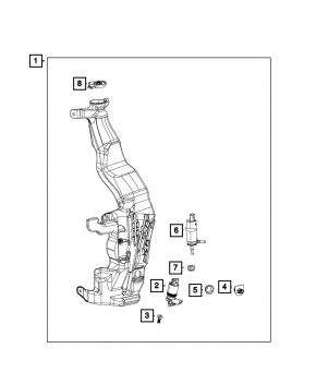 Jeep Grand Cherokee WK2 11-21 Washer Reservoir for 2 Pumps