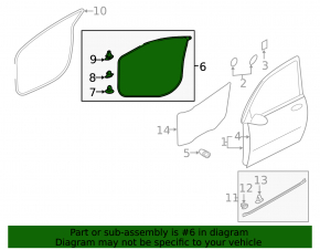 Mitsubishi Outlander 14-22 front right door seal