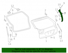Trunk door seal side left Lexus RX300 RX330 RX350 RX400h 04-09