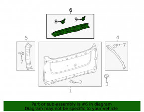 Upper trunk door trim Toyota Sienna 15-20 gray