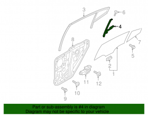 Rear right door glass guide Hyundai Elantra AD 17-20