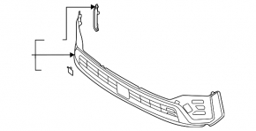 Lower grille of the front bumper Kia Sorento 21-26 HEV, PHEV black gloss for radar, fog lights and parking sensors with brackets