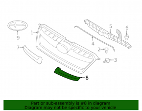 Left Subaru Impreza 12-14 chrome grille molding