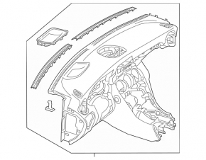 Torpedo front panel with AIRBAG Mercedes C-class W205 15-18 without projection, black, beige overlays