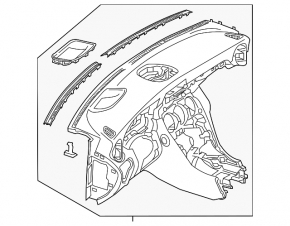 Torpedo front panel with AIRBAG Mercedes C-class W205 15-18 without projection, black, beige overlays