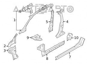 Left center pillar for Lincoln MKX 16-18