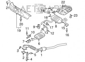 The rear right muffler bracket for Audi Q3 8U 15-18 is rusty