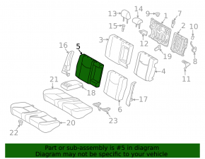 Rear seat backrest, 2nd row, right, Toyota Prius 30 10-15, light gray velour, with belt and armrest, for cleaning