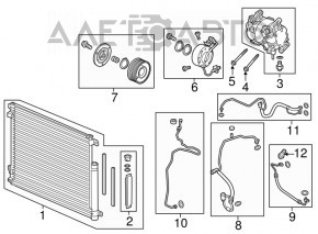 Air conditioning hose, compressor, heater, Honda Civic X FC 16-16 2.0 automatic transmission