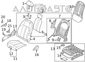 Passenger seat Hyundai Sonata 20-22 without airbag, mechanical, cloth black