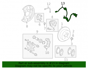 ABS Sensor Wire Rear Left Toyota Sienna 11-20 AWD