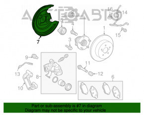Rear left brake disc cover Toyota Prius 30 10-15