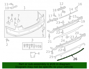 Rear bumper molding central Audi A6 C7 16-18 rest chrome