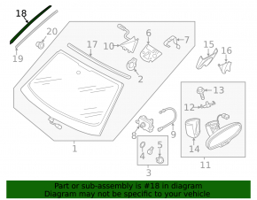 Windshield molding left Audi A6 C8 19- black