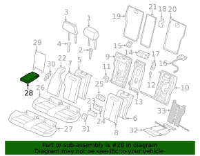 Rear seat backrest, 2nd row, center, with armrest, BMW 3 F30 16-18, black