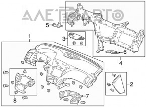 Torpedo front panel without AIRBAG Acura TLX 15-17 prerest black