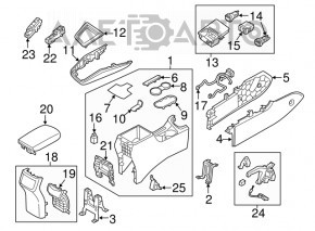 Box pocket central console Hyundai Elantra AD 17-18 black
