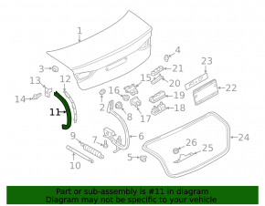 Trunk lid hinge trim left Audi A3 8V 15-20 4d, 5d black