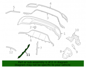 Left rear bumper molding Mercedes C-class W205 300/350e 15-18