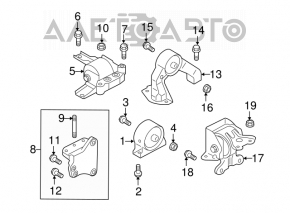 Rear engine mount Mitsubishi Outlander Sport ASX 10-26 2.0, 2.4, AWD, automatic transmission