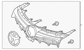 Toyota Camry V55 15-17 USA Hybrid radiator grill with emblem, broken mount, missing fragment, sand