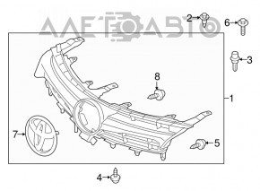 Toyota Camry V55 15-17 USA Hybrid radiator grill with emblem, broken mount, missing fragment, sand