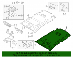 Headlining VW Passat 20-22 without sunroof, gray