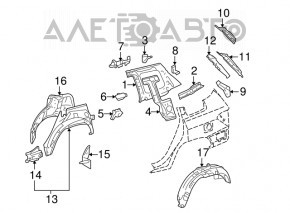 Rear right mudguard Toyota Highlander 08-13
