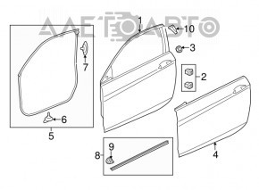 Door bare front left Honda Accord 13-17