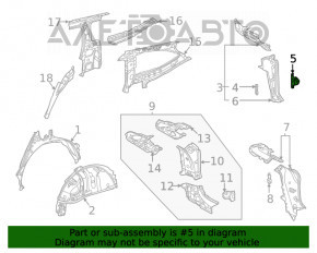 Left tailgate bumper Toyota Highlander 20- on the body