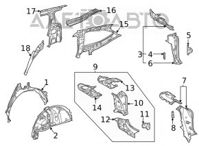 Left tailgate bumper Toyota Highlander 20- on the body