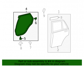 Rear right door seal for Lexus RX300 RX330 RX350 RX400h 04-08