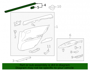 Glass seal inner rear right Toyota Avalon 13-18