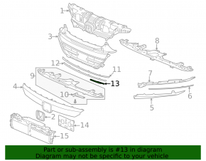 Lower right grille molding strip for Honda Accord 2021-22, dark chrome