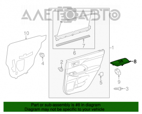 Rear left window lift control trim Toyota Highlander 14-19 black