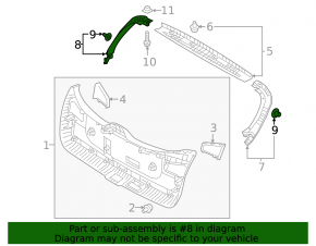 Left trunk door trim Kia Niro 17-22 black