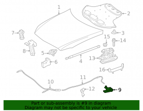 Bonnet opening handle interior Mercedes C-class W205 15-21