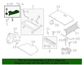 Rear pillar trim lower right Ford Fiesta 11-19 5d under curtain