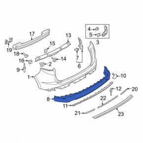 Rear bumper lip Ford Edge 15-18 prerest SE, without parking sensor