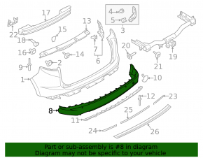 Rear bumper lip Ford Edge 15-18 prerest SE, without parking sensor