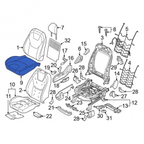 Passenger seat Ford Edge 15- without airbag, electric, beige cloth for cleaning
