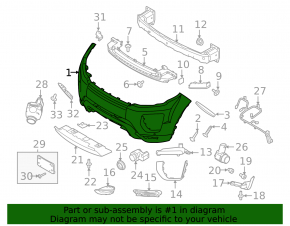Bare front bumper for Land Rover Range Rover Evoque 2016-2018, Sport, for camera, for headlight washer