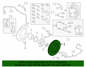 Rear left brake disc Land Rover Discovery 17-25 350/25mm
