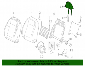 Front left headrest for VW Jetta 22-24, black fabric with white stitching