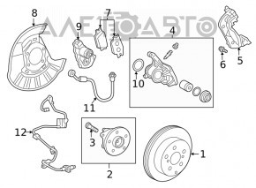 Rear left hub Lexus UX200 UX250h 19- FWD rusty