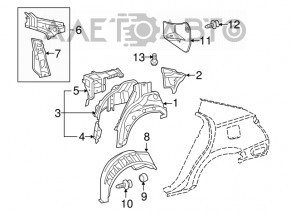 Lexus Hs250h 10-12 rear left fender liner, fabric