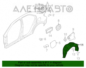 Rear left fender liner for Suzuki Kizashi 10-15