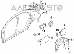 Rear left fender liner for Suzuki Kizashi 10-15